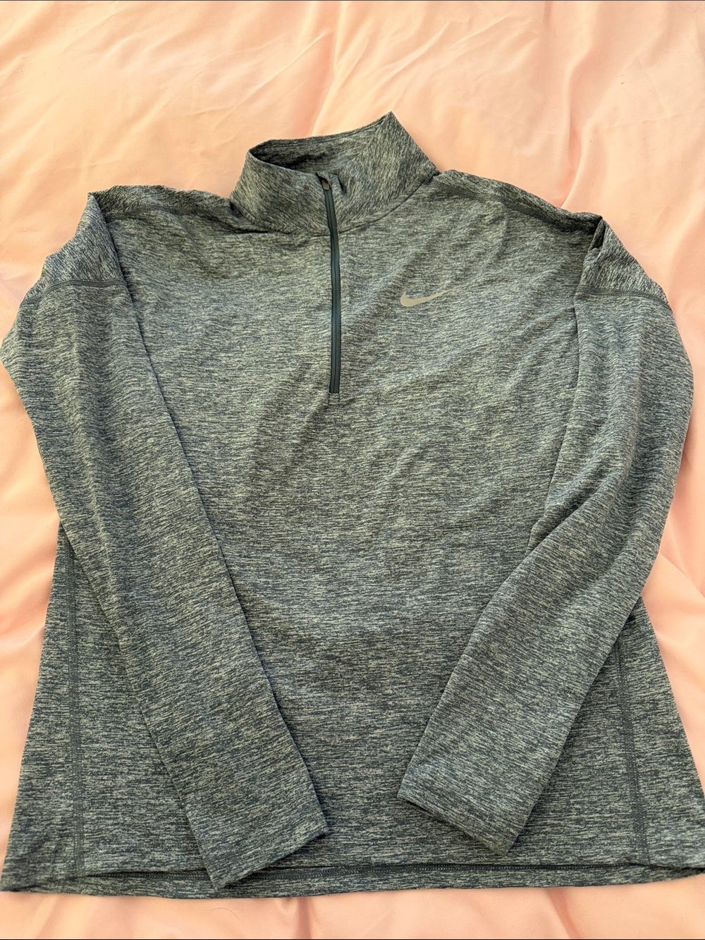 Nike Dri-Fit Running Womens Gray-Blue Quarter-Zip Performance Sweater